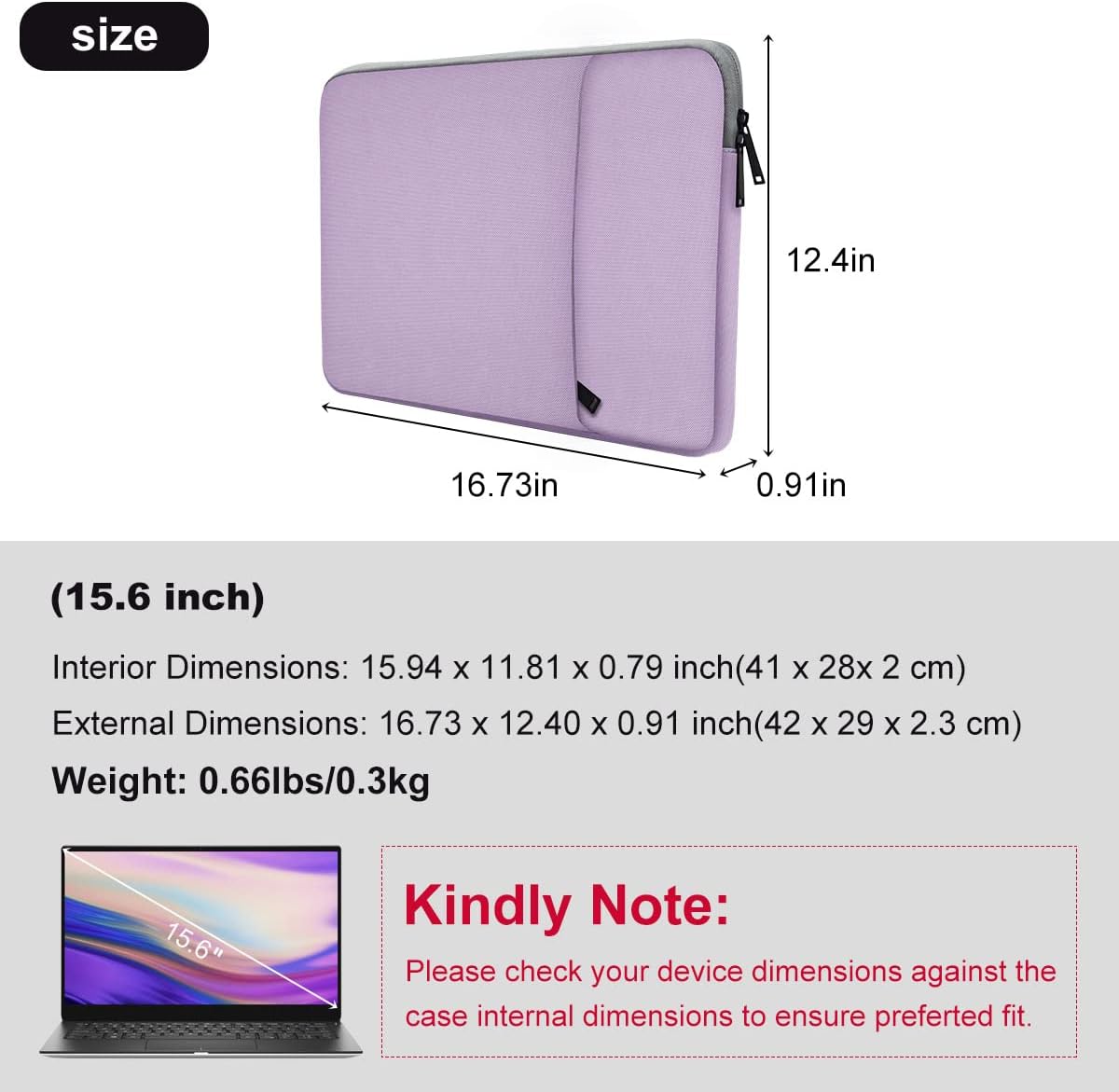 15.6 16 Inch Laptop Case Sleeve for HP 15.6 Laptop Computer Bag Carrying Handbag with Handle Waterproof Zipper