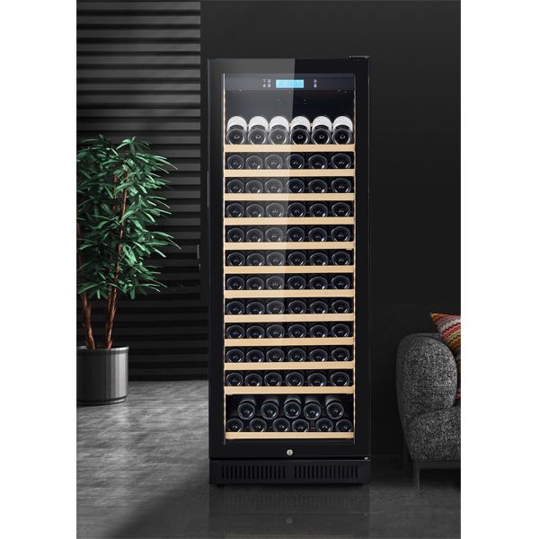 Single Zone Kitchen Wine Cooler with Digital Display, LED Lighting and Solid Wood Construction