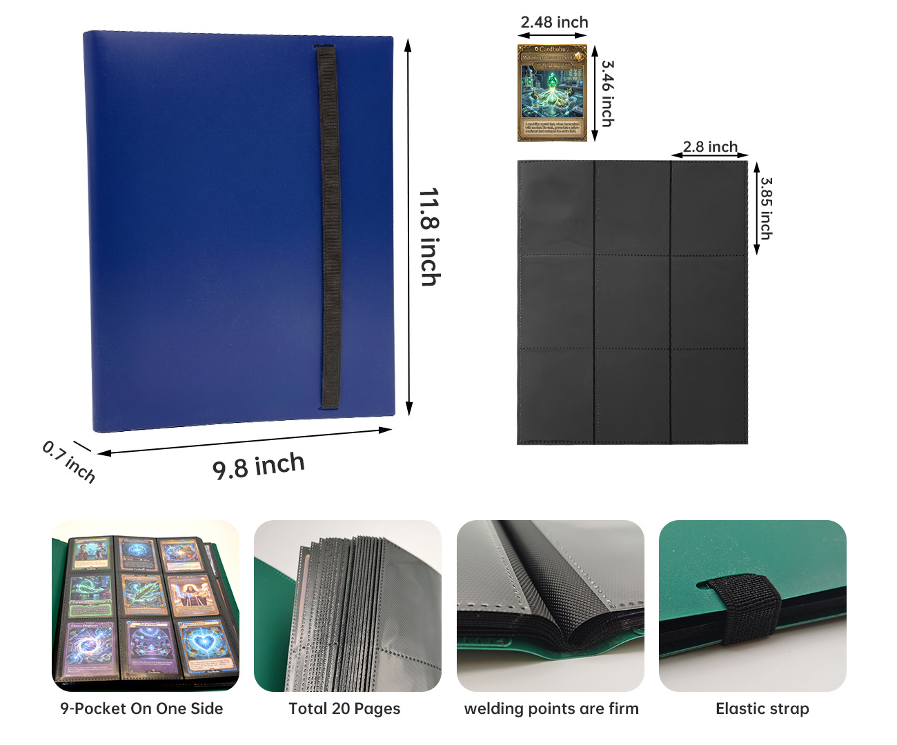 Eurogame TCG Card Binder 11.8inch Trading Card Folder Pokemon Card Binder 9 Pocket