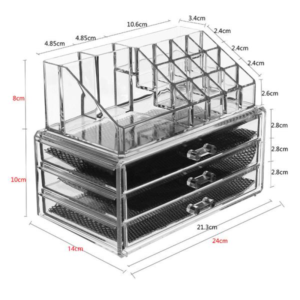 Makeup Organizer Clear Acrylic Cosmetic Storage Drawers Transparent Jewelry Display Box