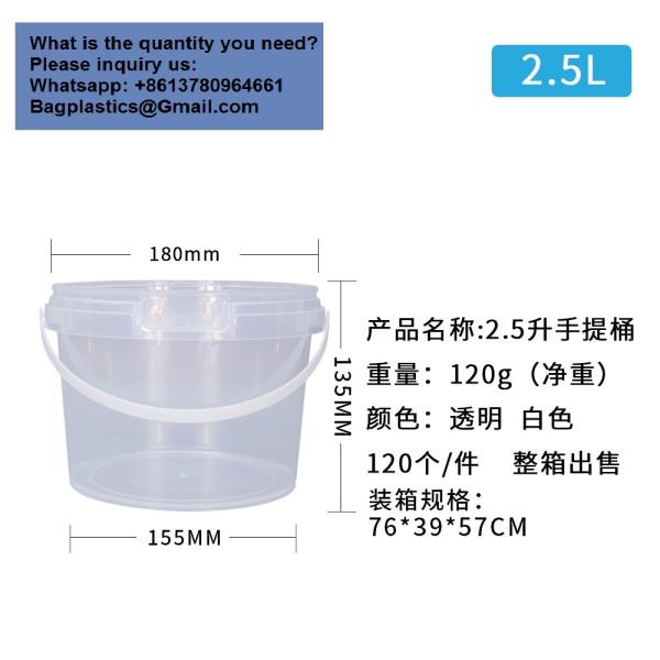 Airtight Clear Plastic Bucket With Lid, Ice Buckets For Parties, Reusable Ice Cream Cup With Handle, Food Storage Container, Food Grade Freezer And Microwave Safe For Sauce, Soup