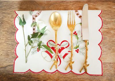 Embroidered Personalized Fashion Gifts Plain Style Decor Christmas Table Napkins