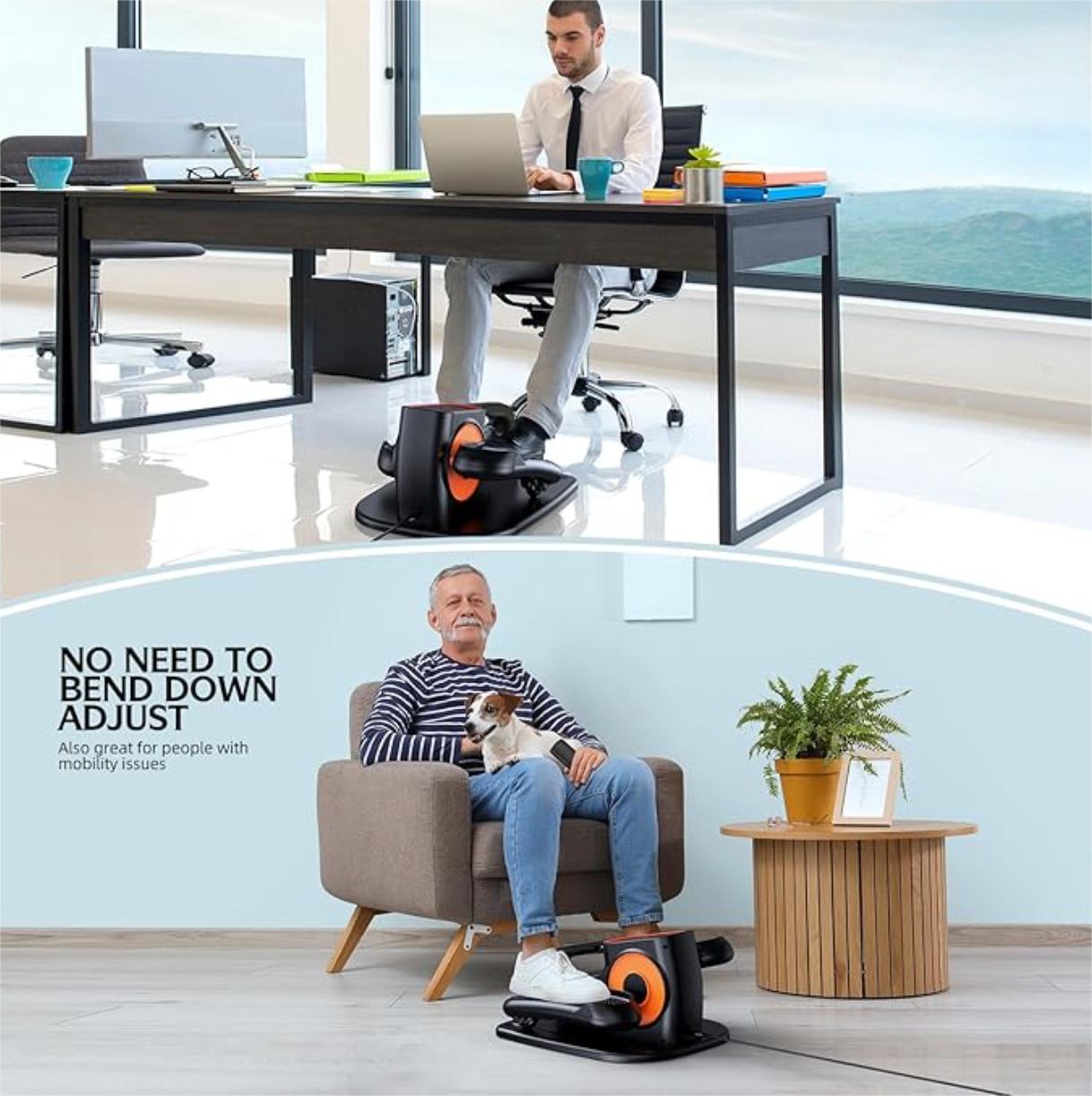 Under Desk Mini Elliptical Trainer |Rehab Pedal Exerciser with Remote