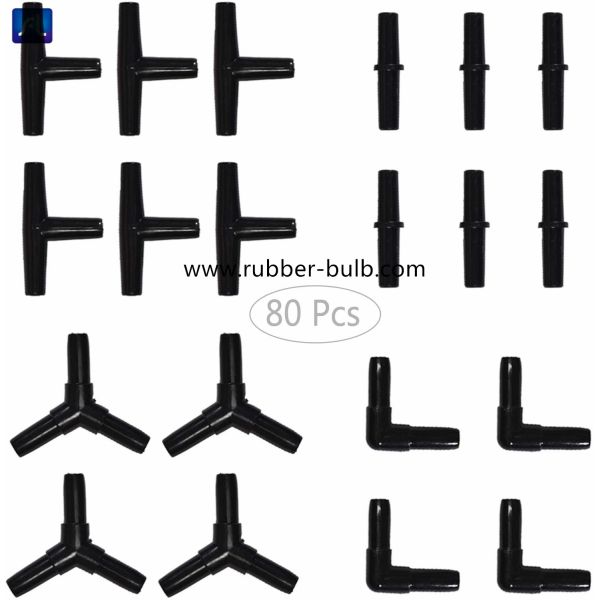 Aquarium Airline Tubing Connectors Black Plastic,Standard 3/16