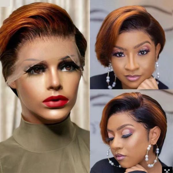Top Hair T1B/30 Front Lace Human Hair 100% Short Wigs Natural Perruques Pieces for Women