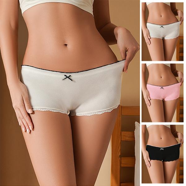 Cuecas femininas pretas cueca boxer com acabamento de renda cintura média shorts masculinos calcinhas femininas