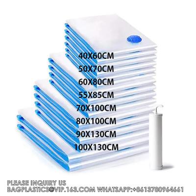 Big Size Space Saving Compressed Polyester Vacuum Storage Bags Combo 12 Pack Foldable For Clothing With Hand Pump