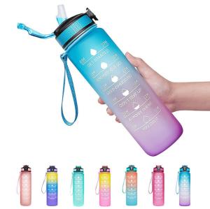 32 oz Water Bottle with Straw BPA Free Drinking Water Bottle with Hours Increase