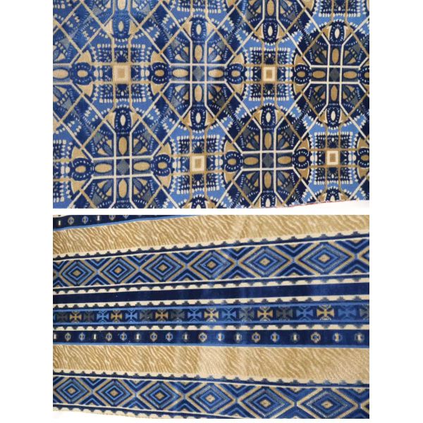 Two-tone Court-style Geometric Jacquard Velvet For Sofa