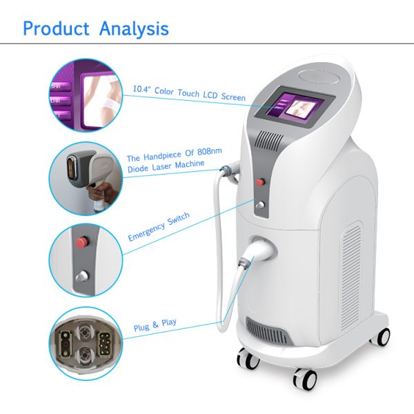755nm + 808nm +1064nm  Diode Laser Hair Removal Machine Painless With Germany Bars