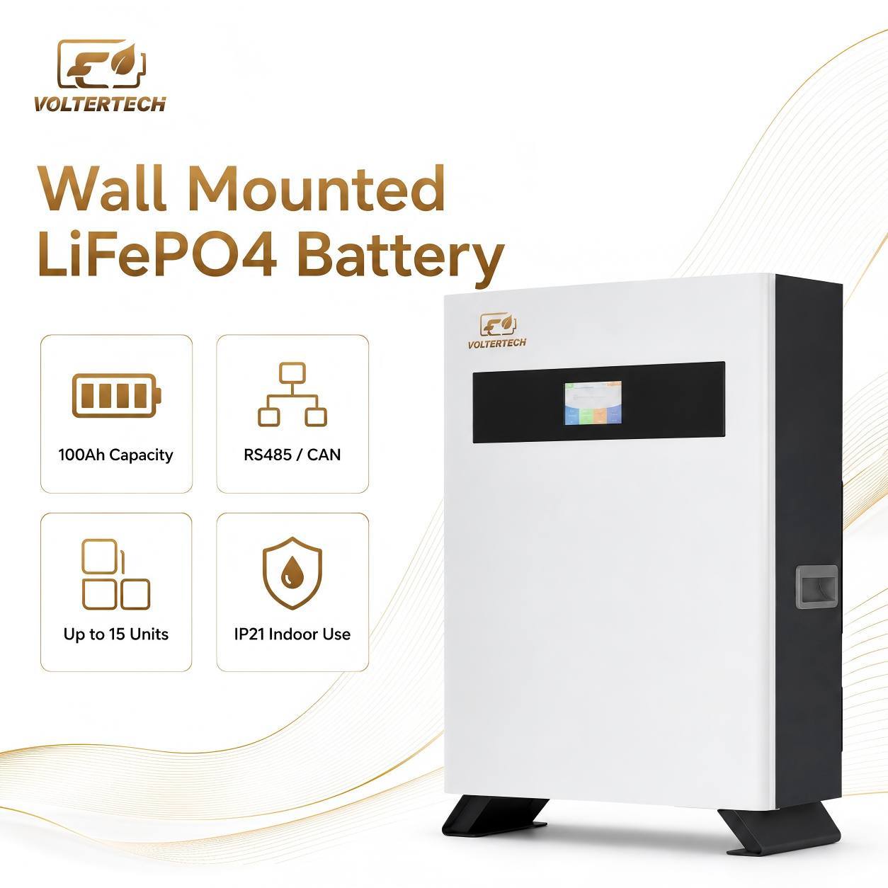 5.12kWh 51.2V Modular LiFePO4 Residential Energy Storage Battery for Home Solar Systems