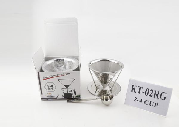 Stainless Steel Permanent Coffee Maker Gift Set With Separate Stand , Spoon