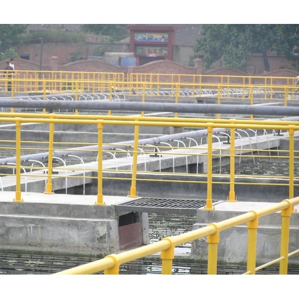 Industrial Design Flooring Mounted 50MM Round FRP Handrail for Sewage Treatment Plant