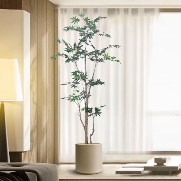 Green Bonsai 5.2 FT 6 FT Japanese Maple Tree Artificial For  Living Room Decoration