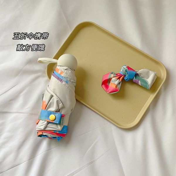 190T Polyester Fabric Material Semi-automatic Paraguas UV Mini Umbrella for Outdoor