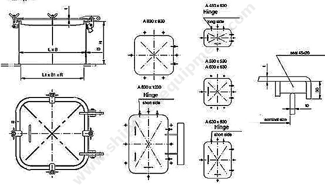 Weathertight Small Steel Hatch Cover with Butterfly Nuts | CB/T 3728 Type A / UR S26 Ship Deck Access