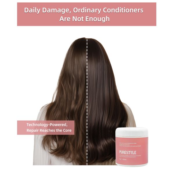 Masque capillaire organique lissant au collagène et à la kératine - Soin capillaire conditionneur 450ml