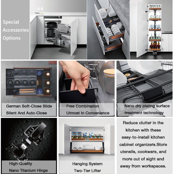 Modern Matte Acrylic Kitchen Cabinets Luxury Black Melamine Kitchen Wall Cupboards