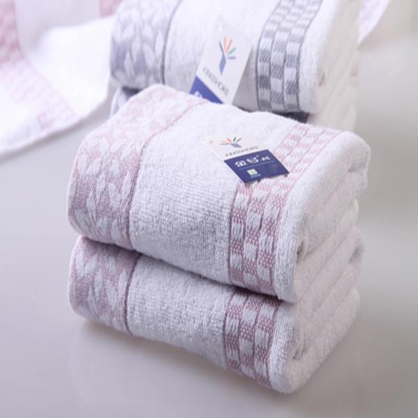 72*34cm Pure Cotton simple classic grid face towel embroidered hand towel with satin