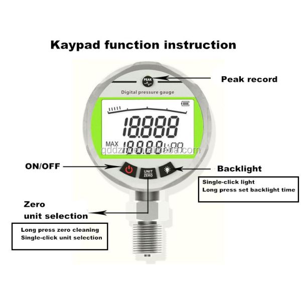 65 мм цифровой гидравлический датчик давления -1-40 бар Соединенный батарейный манометр