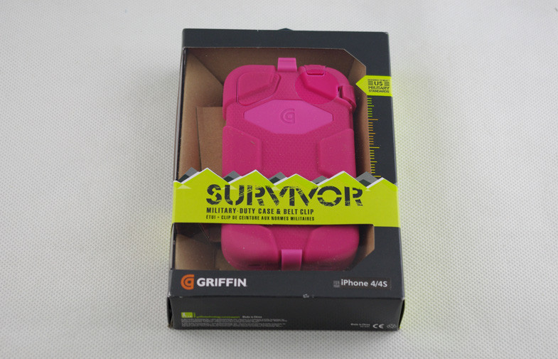 Iphone 4s Silicon Survivor Cell Phone Cases Gray / Red With Belt Clip
