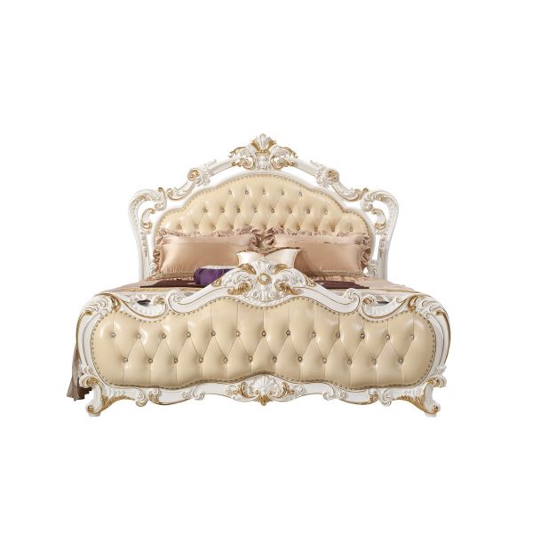 Luxury Fabric Bed Sets of Ivory White wooden Furniture in high quality brands from China factory for Villa house