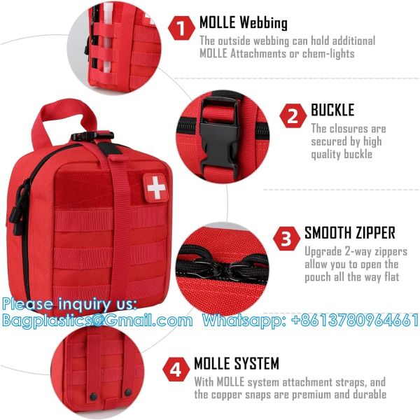 Tactical First Aid Pouch, Molle EMT Pouches Rip-Away Military IFAK Medical Bag Outdoor Emergency Survival Kit Quick