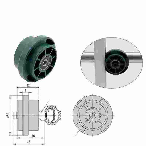 28mm Aluminum Industrial Guide Wheel for OD 28mm Lean Pipe Convex Wheel