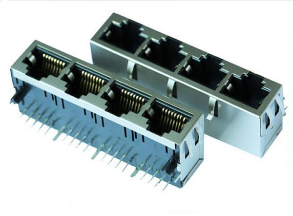 Multi Port POE Rj45 Pcb Connector Tap Up / Tap Down , Modular Jack Connector