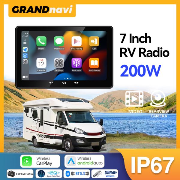 7 Inch Marine Stereo Audio Receiver BT FM AM MP5 Player 8 HD Waterproof Marine Speaker for ATV UTV Yacht Boat Motor