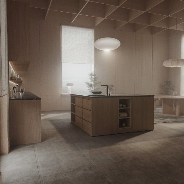 Fabricante de estilo moderno Conjunto completo de diseños de gabinetes de cocina de granos de madera minimalista completo