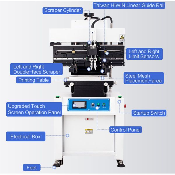 Single Phase Semi-Auto Screen Printer Solder Paste Machine For Printing Solder Paste With Scraper
