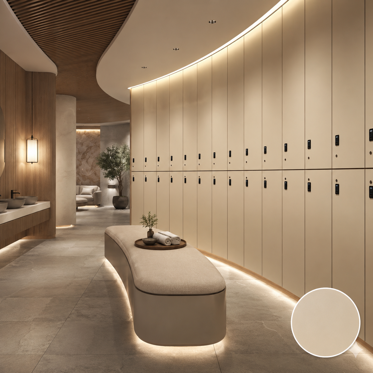 Custom Compact Laminate Lockers, Waterproof HPL Changing Room Storage Lockers with Digital Locks for Gym, Spa & Swimming Pool