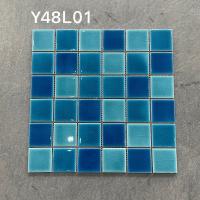 Polished Glazed Green Ceramic Mosaic Floor Tile For Pool And Bathroom
