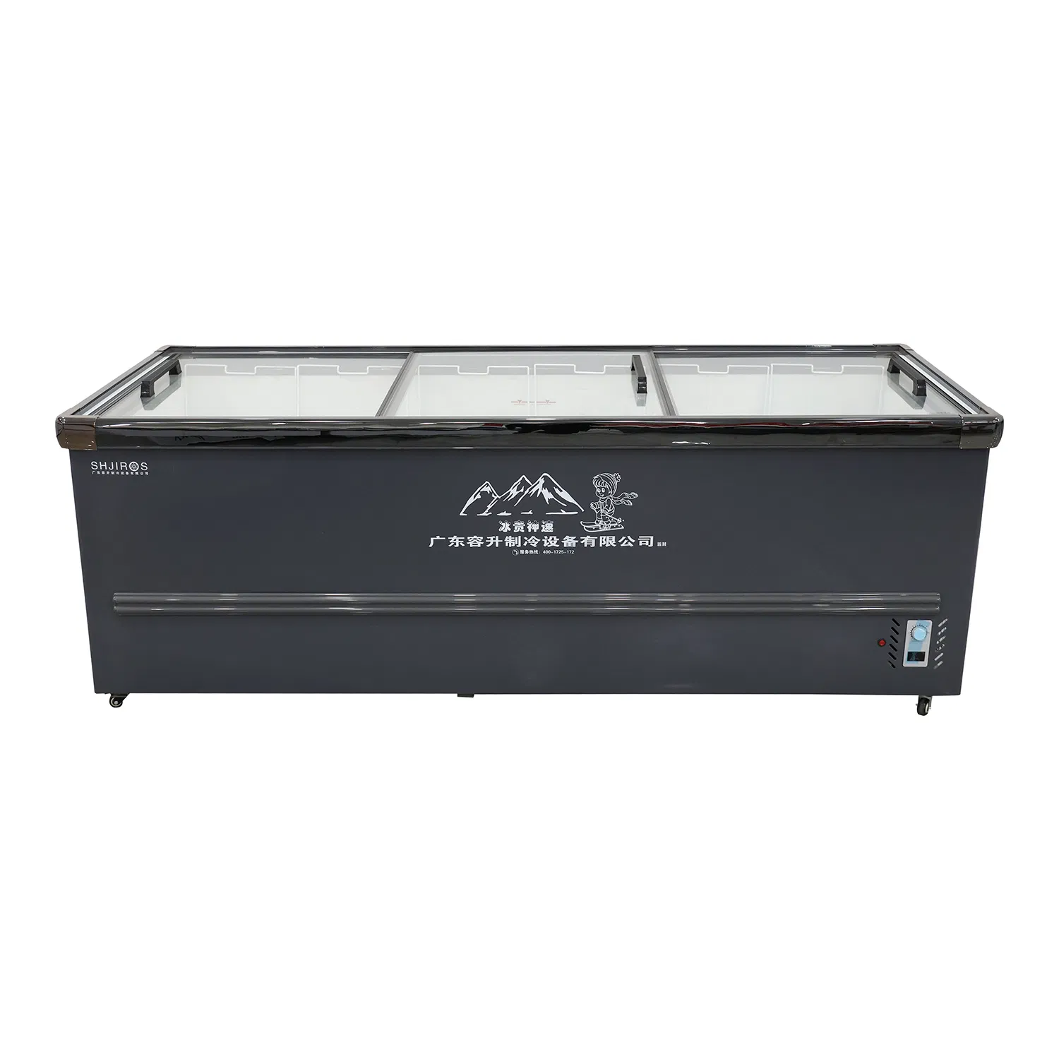 Double Door Deep Island Freezer Horizontal Supermarket Display Freezer 360L