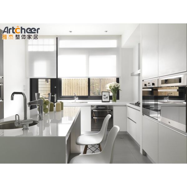 Modern Design Kitchen Cabinet with Roller Shutter Door in Customized Color and Durable L Shape Series