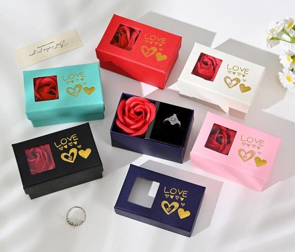 Romantic Valentine's Jewelry gift Box With Rose Top For Ring Pendant Or Bracelet