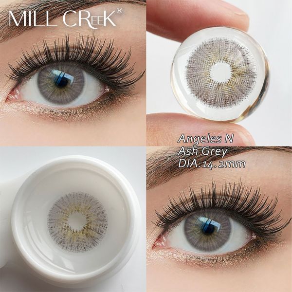 Millcreek Angeles N Ash Grey Colored Contact Lenses with 8.5mm Base Curve and Grey and Hazel Undertones for Daily Disposable Wear