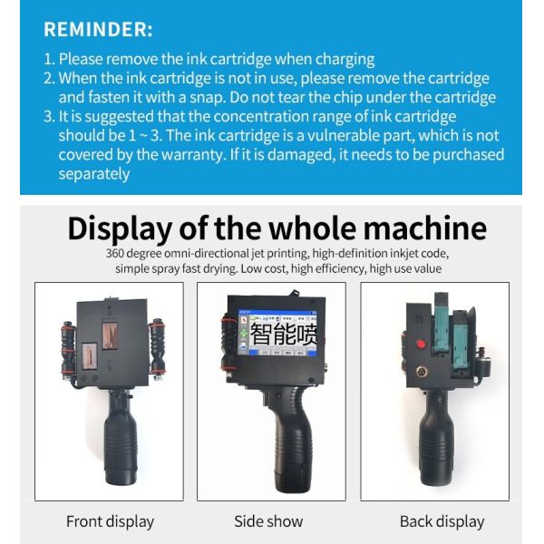 5-50mm Printing Height Batch Number Coding Machine Handheld Double Nozzle Inkjet Printer