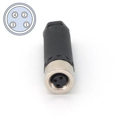 M8 4 Pin Female Field Wireable Connector IP67 IEC 61076-2-104