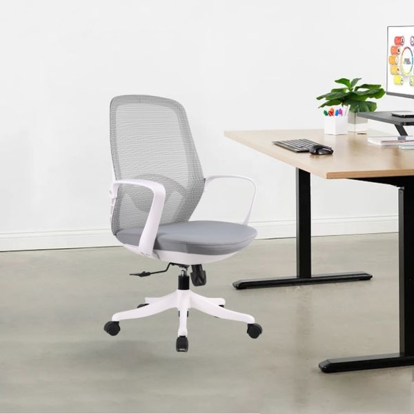 Staff Meeting Ergonomic Mesh Office Chair with Low Back White Frame
