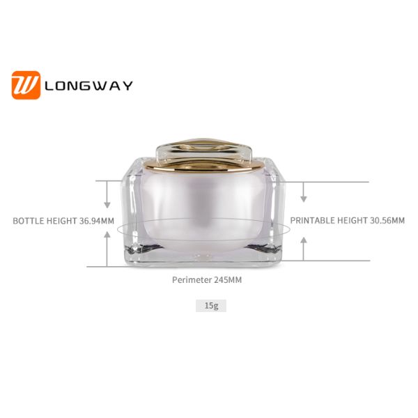 15g/30g Acrylic Plastic Type Square Cosmetic Jar Pearl Color cream jar