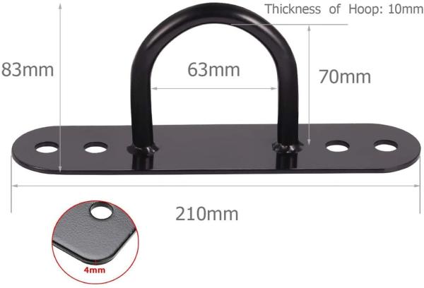 300 kg Capacidade de carga Anca de parede de bicicleta de aço carbono para cordas de batalha/bandas de resistência