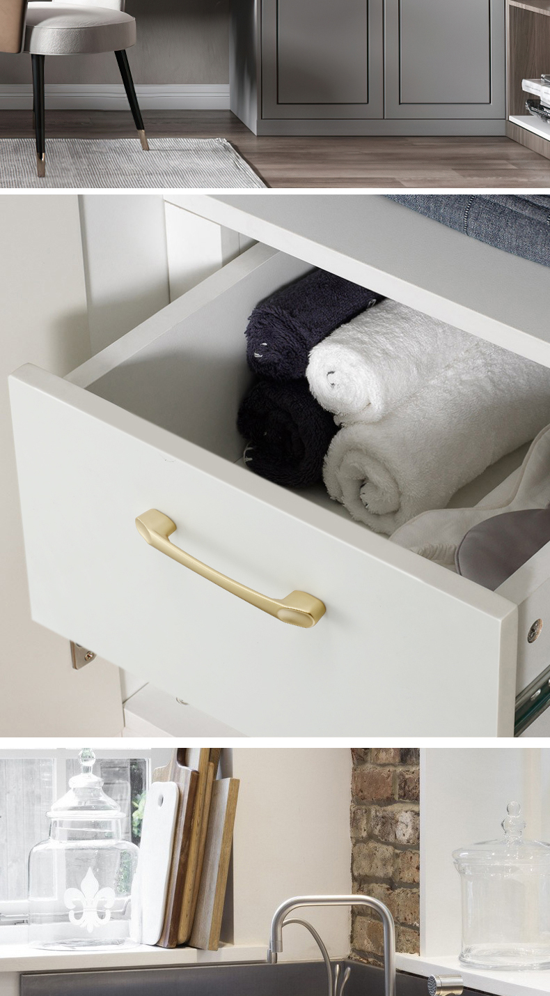 Modern Simple Luxury Golden Aluminum Alloy Durable Rectangle Cabinet Door Handle Invisible Kitchen Gym Closet Wardrobe Drawer