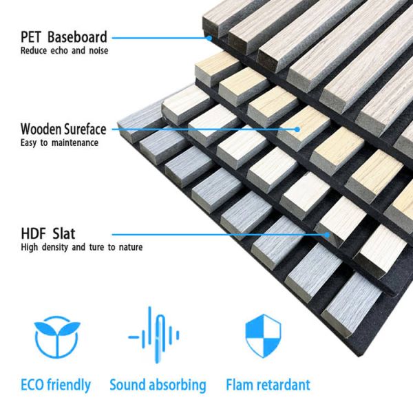 Звук деревянной поверхности заряда устойчивый акустический обшивает панелями полиэстер чувствуемый для домашнего оформления