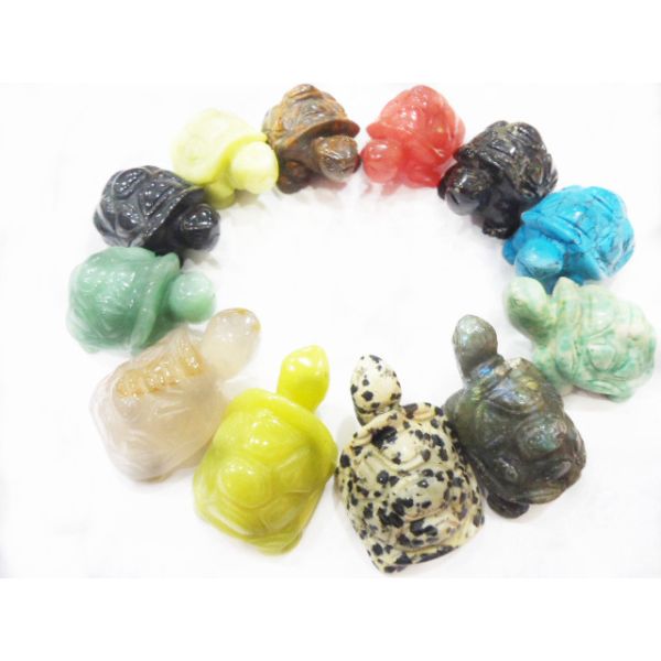 OEM Colorful Turtle Craft Semi Precious Gemstone Carving Jewellery Making
