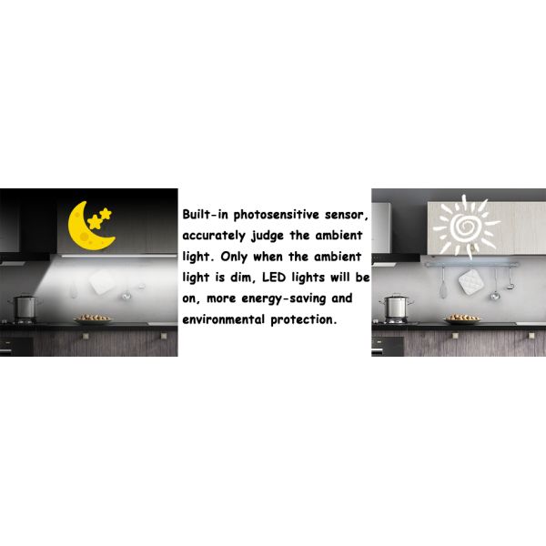 LED Under Cabinet Light, Portable LED Flashlight Night Light with Adhesive Hooks, Motion Sensor Closet Lights Battery 1-year EMC
