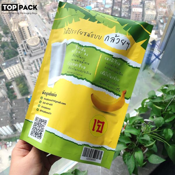 Matte Finished Plastic Laminated Stand Up Pouch Banana Chips Packaging Bag