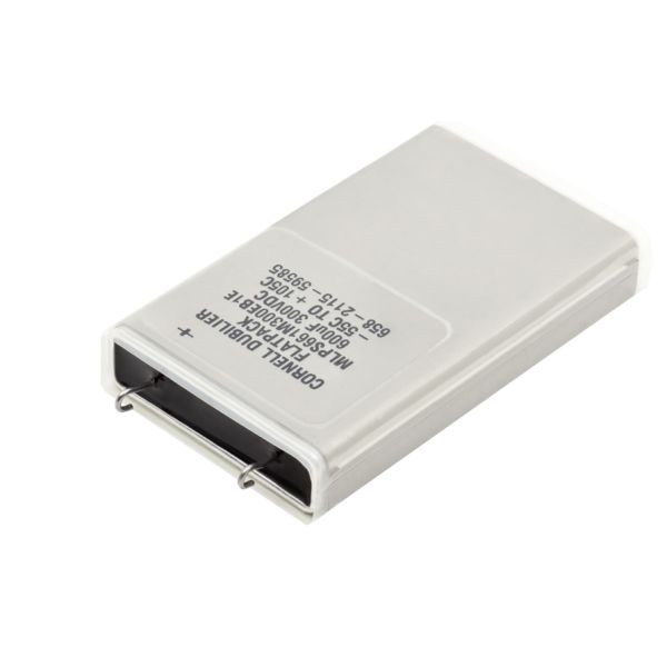 aluminum electrolytic capacitor Cornell Dubilier Electronics MLPS122M150EH0C with very low profile and long life design
