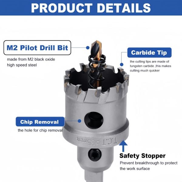 Professional 35mm Tungsten Carbide Tipped Hole Saw | 1-3/8 Inch Carbide Series for Thick Metal